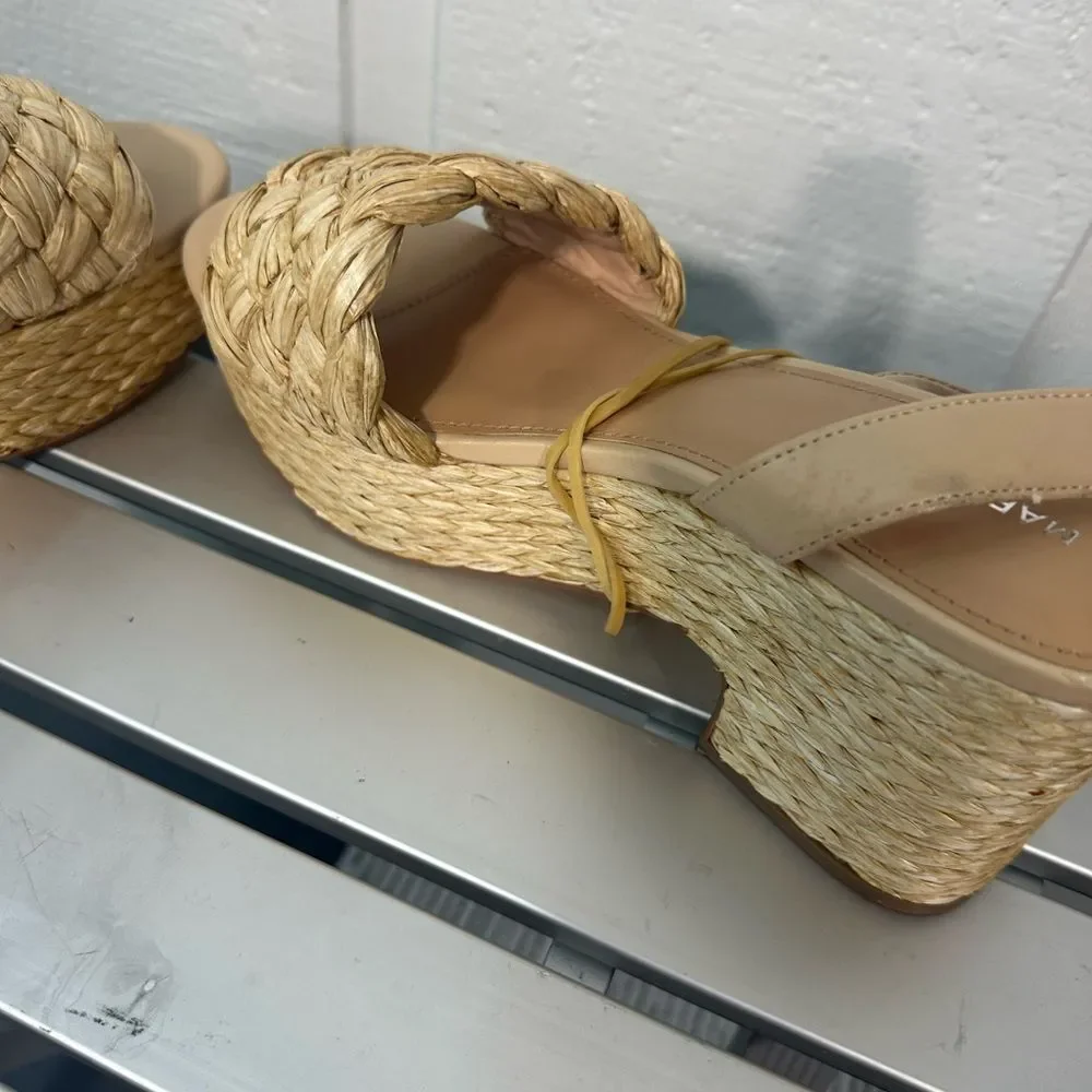 Marc Fisher Steele Jute Raffeta Platform Sandals Size 10 NWOT